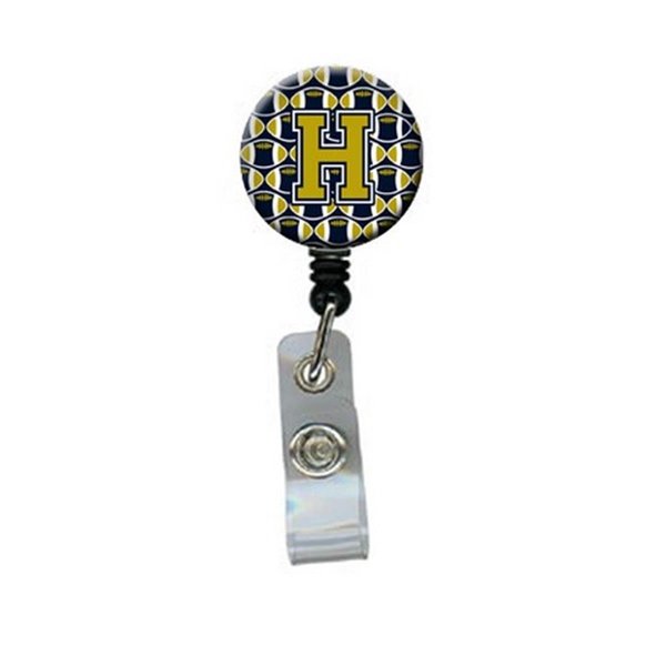 Teachers Aid Letter H Football Blue & Gold Retractable Badge Reel5 x 1 x 2 in. TE888768